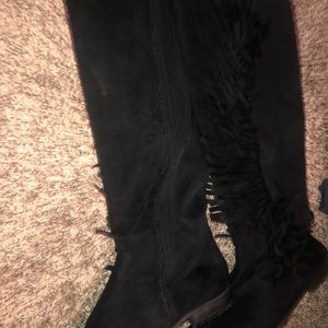 Size 12 Lane Bryant knee-high tassel suede boots